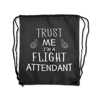 Thumbnail for Trust Me I'm a Flight Attendant Designed Drawstring Bags