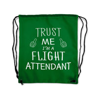 Thumbnail for Trust Me I'm a Flight Attendant Designed Drawstring Bags