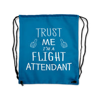Thumbnail for Trust Me I'm a Flight Attendant Designed Drawstring Bags