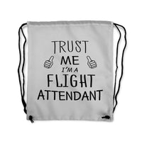 Thumbnail for Trust Me I'm a Flight Attendant Designed Drawstring Bags