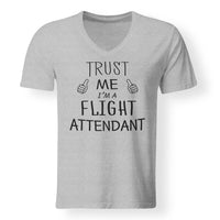 Thumbnail for Trust Me I'm a Flight Attendant Designed V-Neck T-Shirts