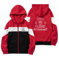 Thumbnail for Trust Me I'm a Flight Attendant Designed Colourful Zipped Hoodies