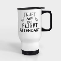 Thumbnail for Trust Me I'm a Flight Attendant Designed Travel Mugs (With Holder)