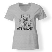 Thumbnail for Trust Me I'm a Flight Attendant Designed V-Neck T-Shirts