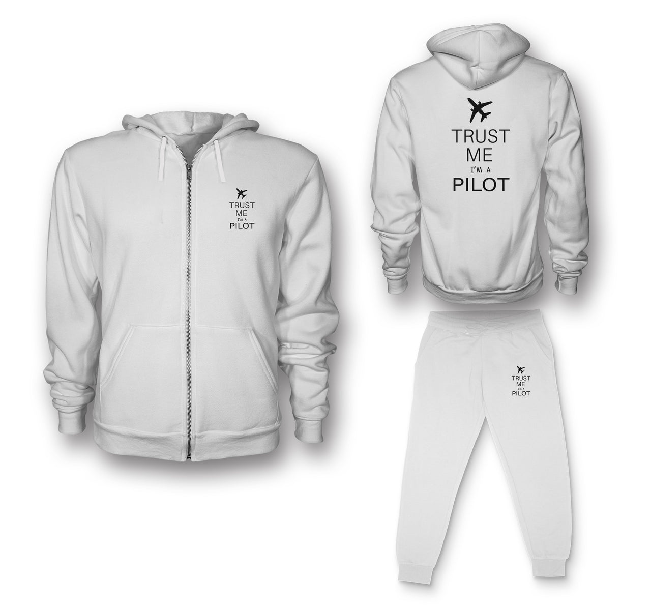 Trust Me I'm a Pilot 2 Designed Zipped Hoodies & Sweatpants Set