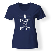 Thumbnail for Trust Me I'm a Pilot Designed V-Neck T-Shirts