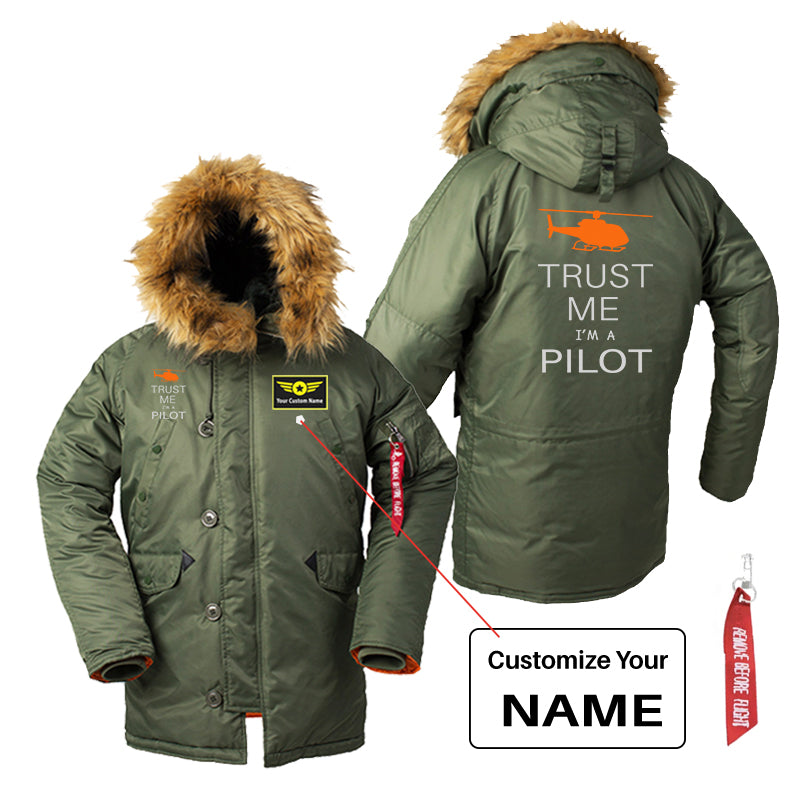 Trust Me I'm a Pilot (Helicopter) Designed Parka Bomber Jackets