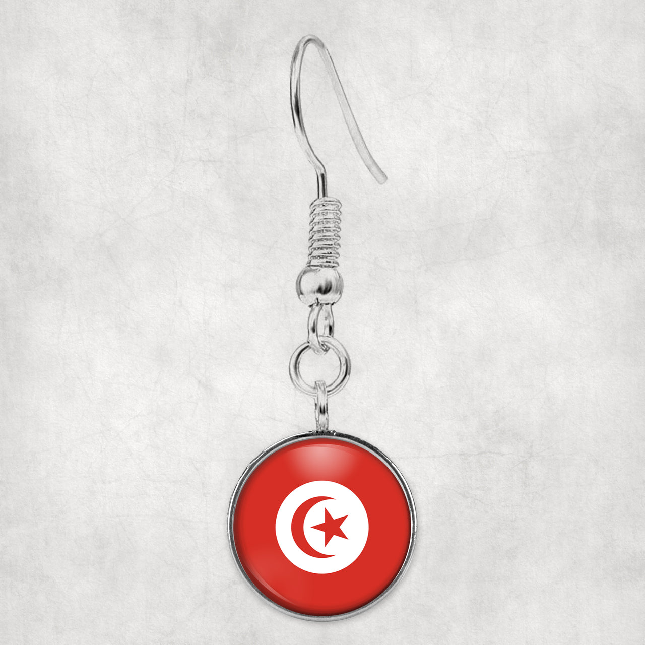 Tunisia Flag Designed Earrings