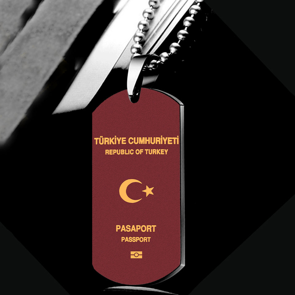 Turkey Passport Designed Metal Necklaces