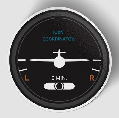Turn Coordinator 2 aviation themed sticker, weather-resistant vinyl.