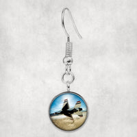 Thumbnail for Turning Right Fighting Falcon F16 Designed Earrings