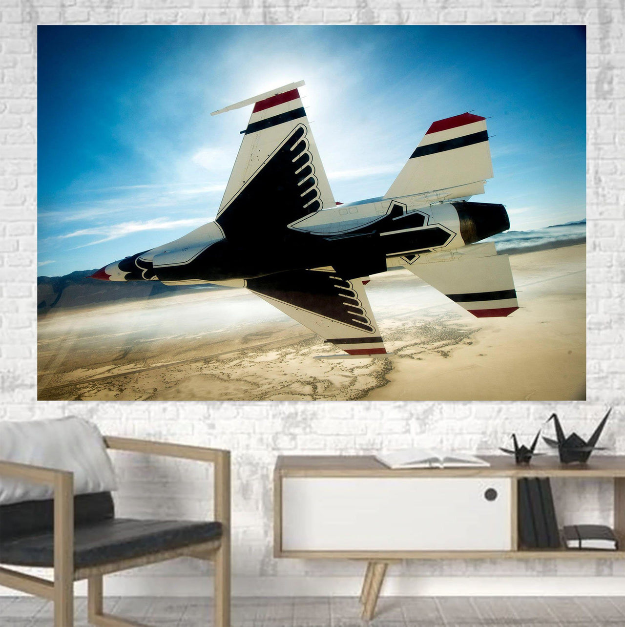 Turning Right Fighting Falcon F16 Printed Canvas Posters (1 Piece) Aviation Shop 