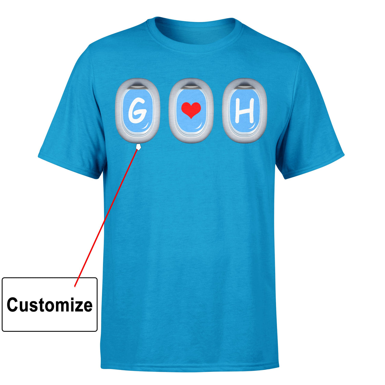 Customizable PLANE WINDOWS HEART Designed T-Shirts