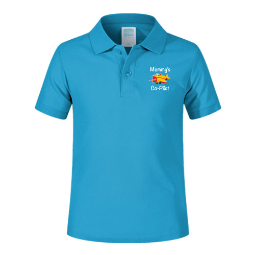 Mommy's Co-Pilot (Propeller) Designed Children Polo T-Shirts