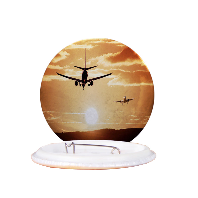 Two Aeroplanes During Sunset Designed Pins