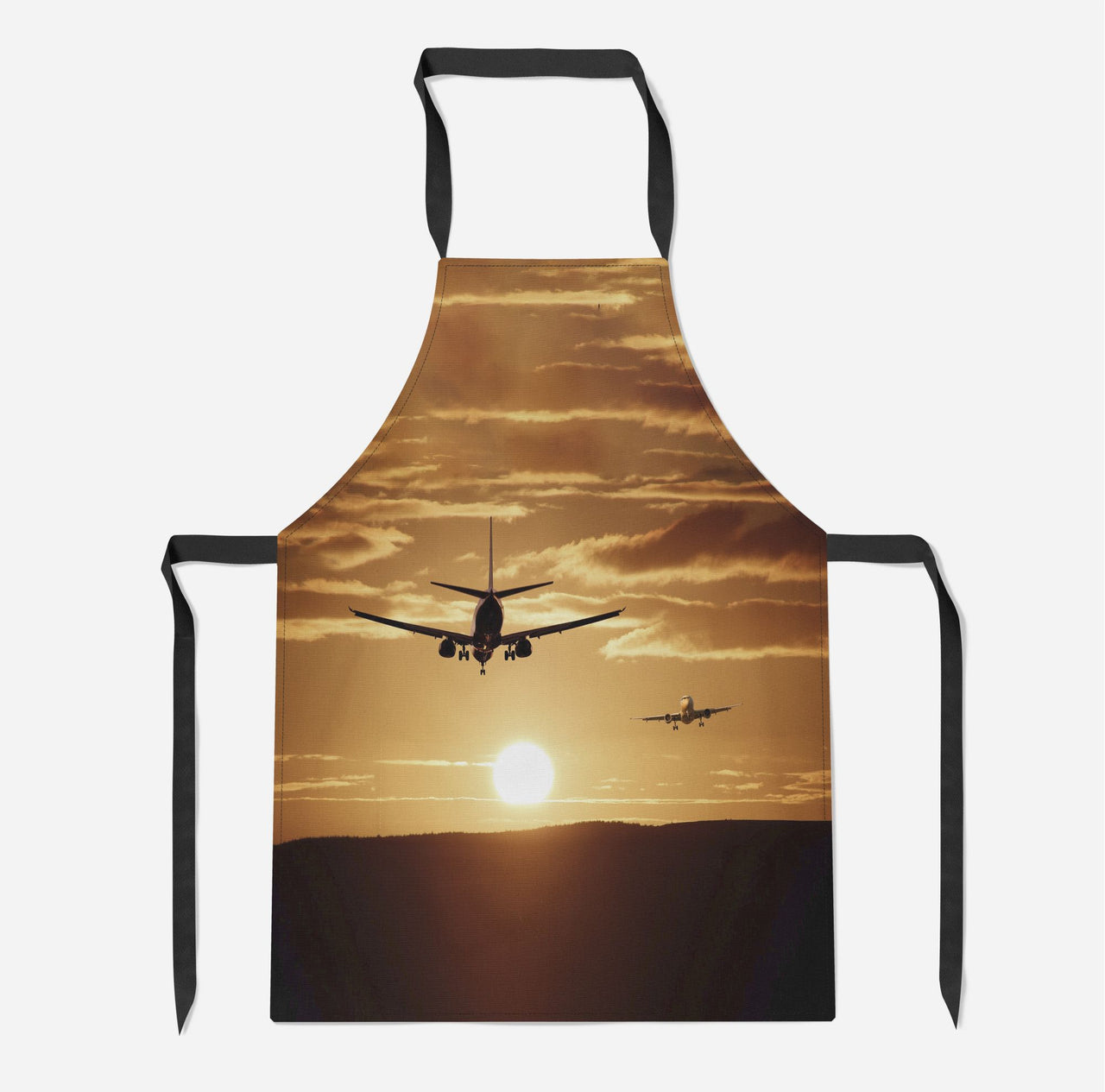 Two Aeroplanes During Sunset Designed Kitchen Aprons