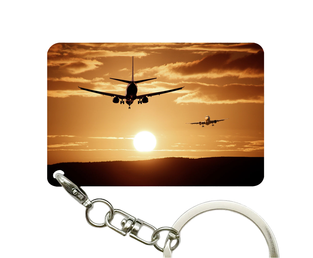 Two Aeroplanes During Sunset Designed Key Chains