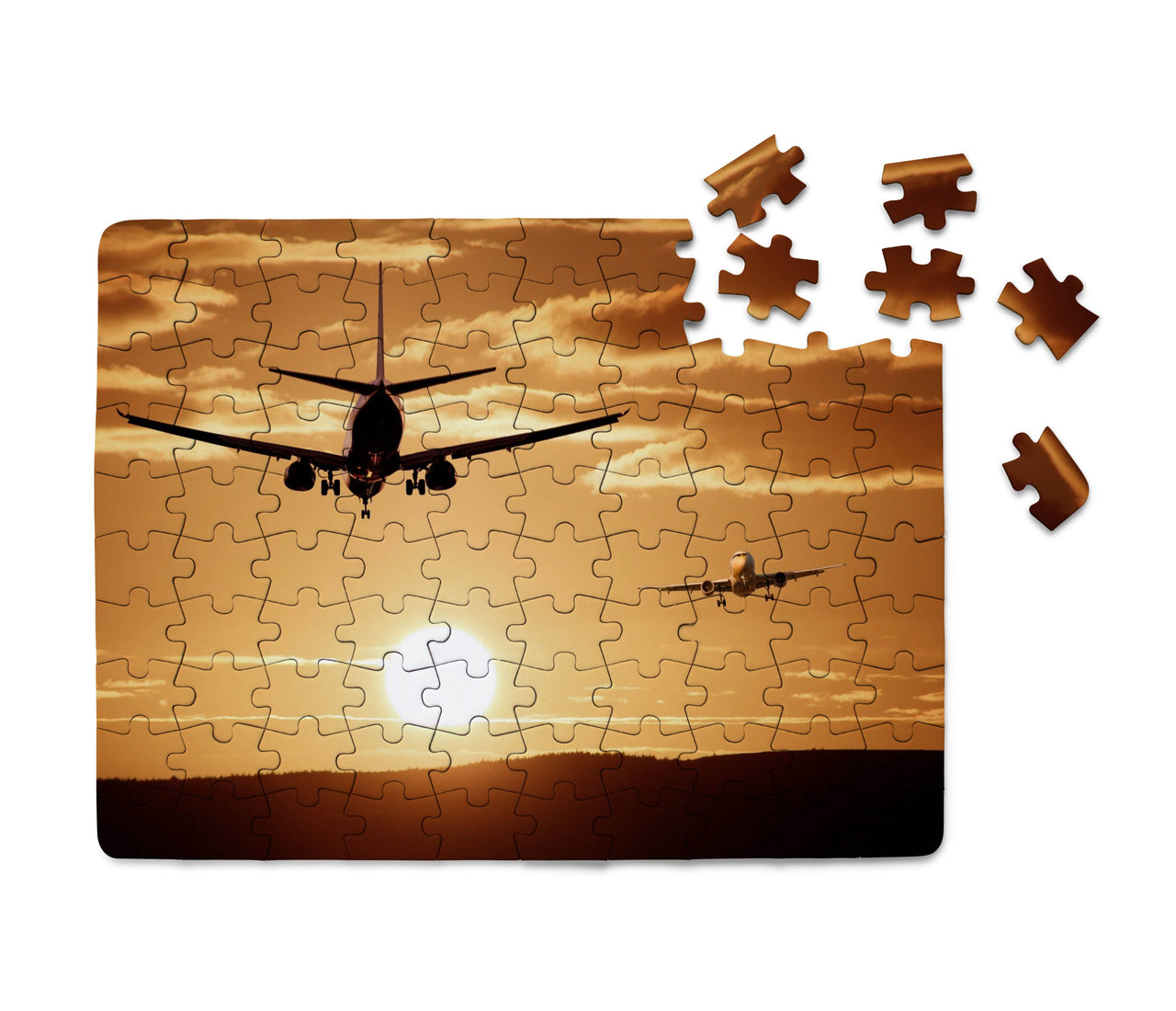Two Aeroplanes During Sunset Printed Puzzles Aviation Shop 