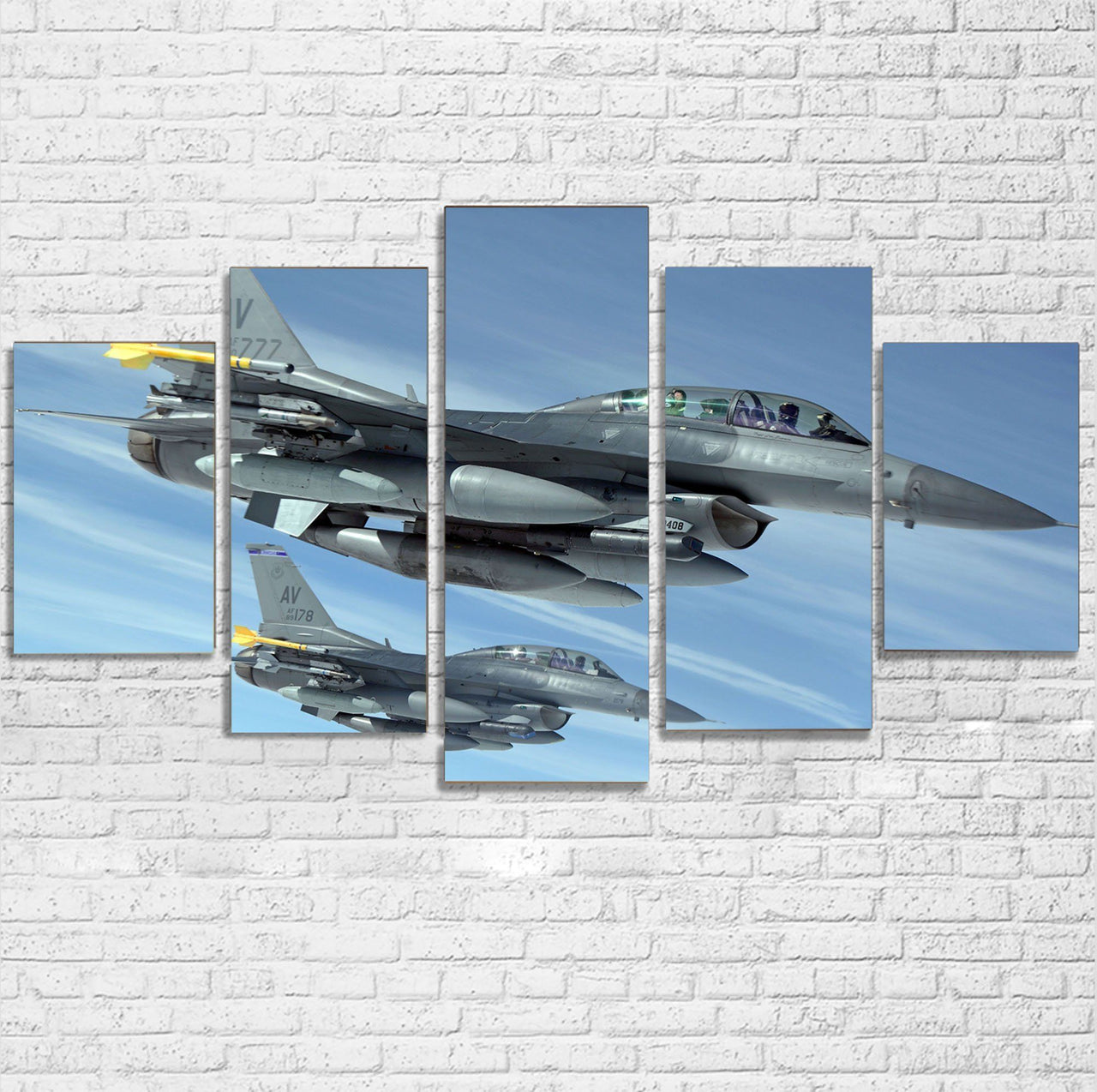 Two Fighting Falcon Printed Multiple Canvas Poster Aviation Shop 