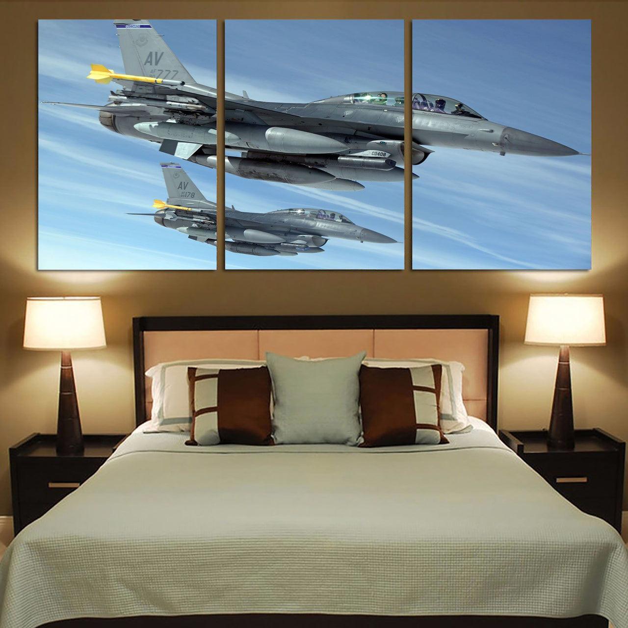 Two Fighting Falcon Printed Canvas Posters (3 Pieces) Aviation Shop 