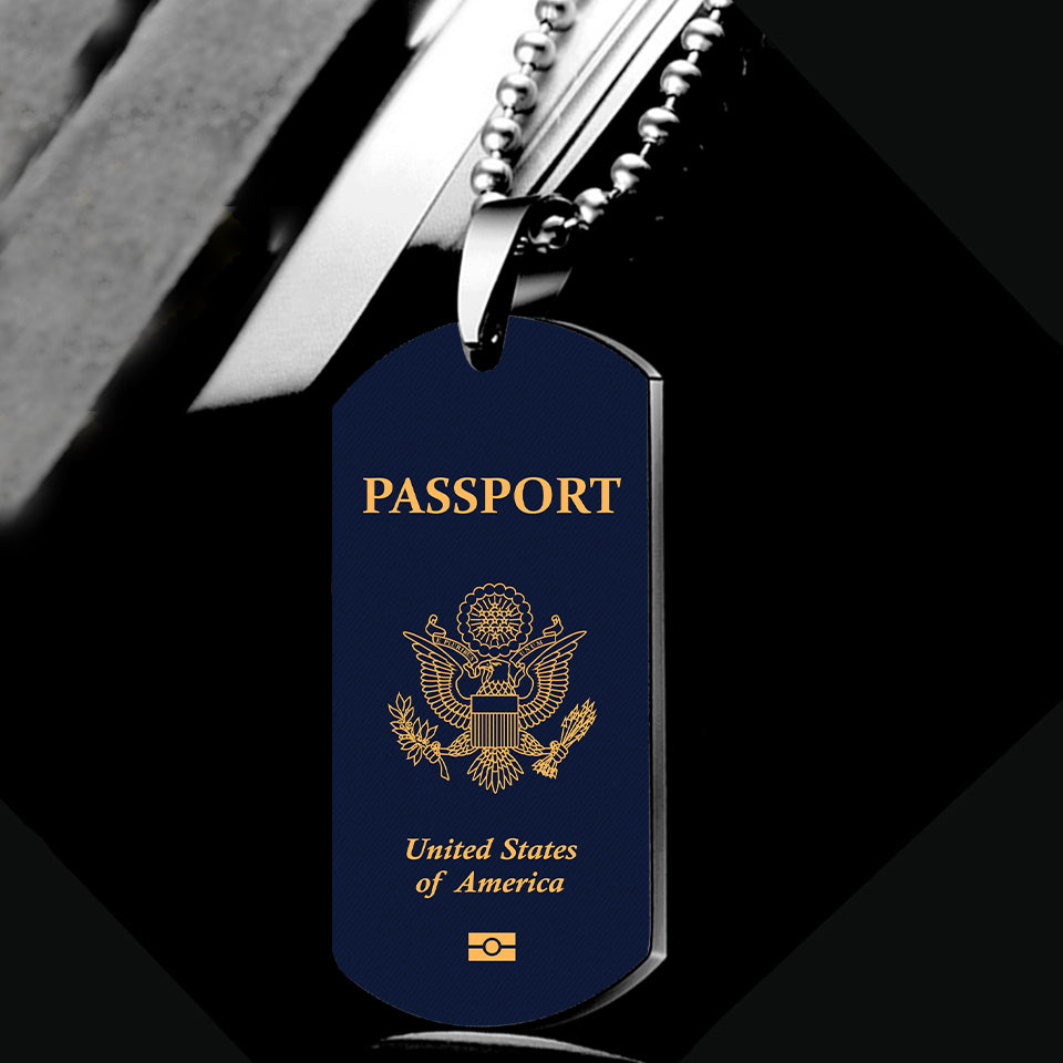 USA Passport Designed Metal Necklaces