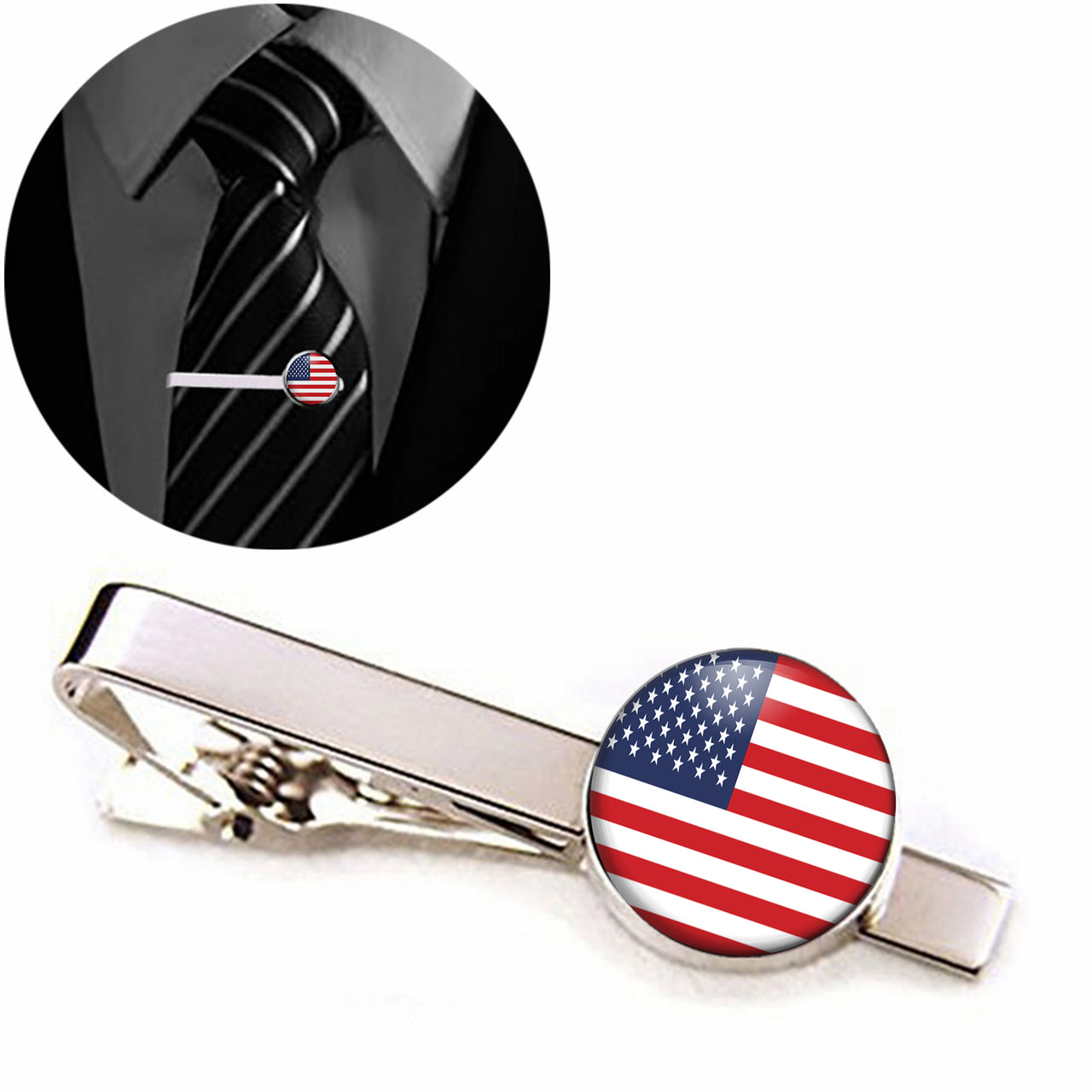 USA Flag Designed Tie Clips