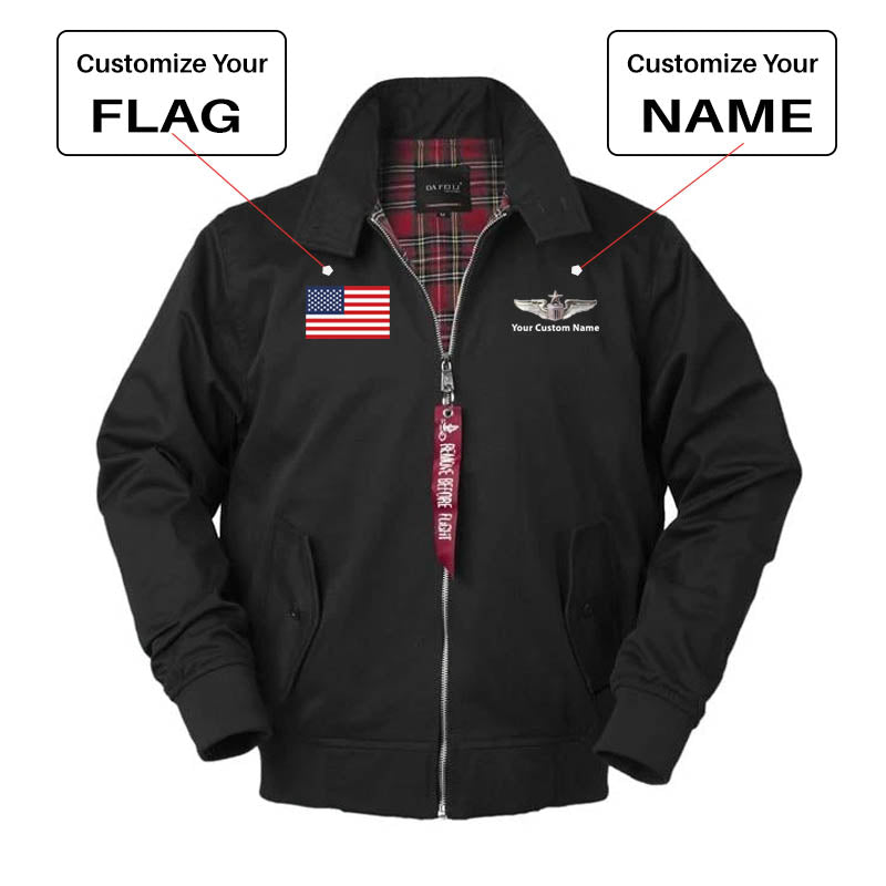 Custom Flag & Name with "US Air Force & Star" Designed Vintage Style Jackets