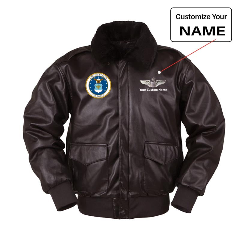 US Air Force Main Patch Designed Leather Bomber Jackets