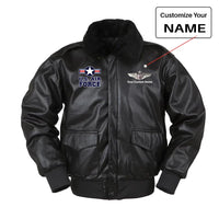 Thumbnail for US Air Force & Custom Name Designed Leather Bomber Jackets