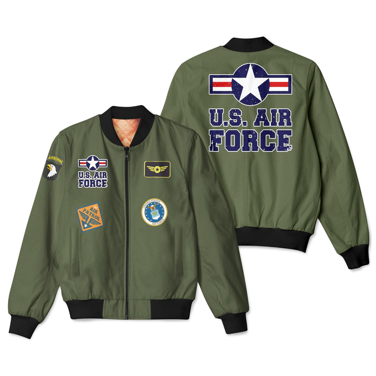 US Air Force + Patches Designed 3D Pilot Bomber Jackets