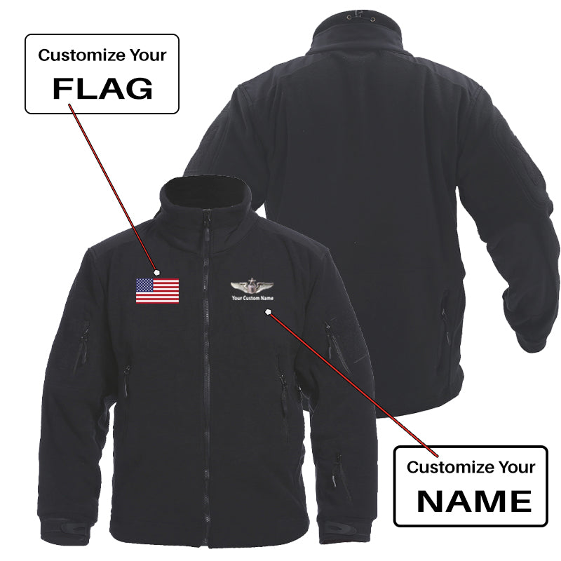 Custom Flag & Name "US Air Force & Star" Fleece Military Jackets