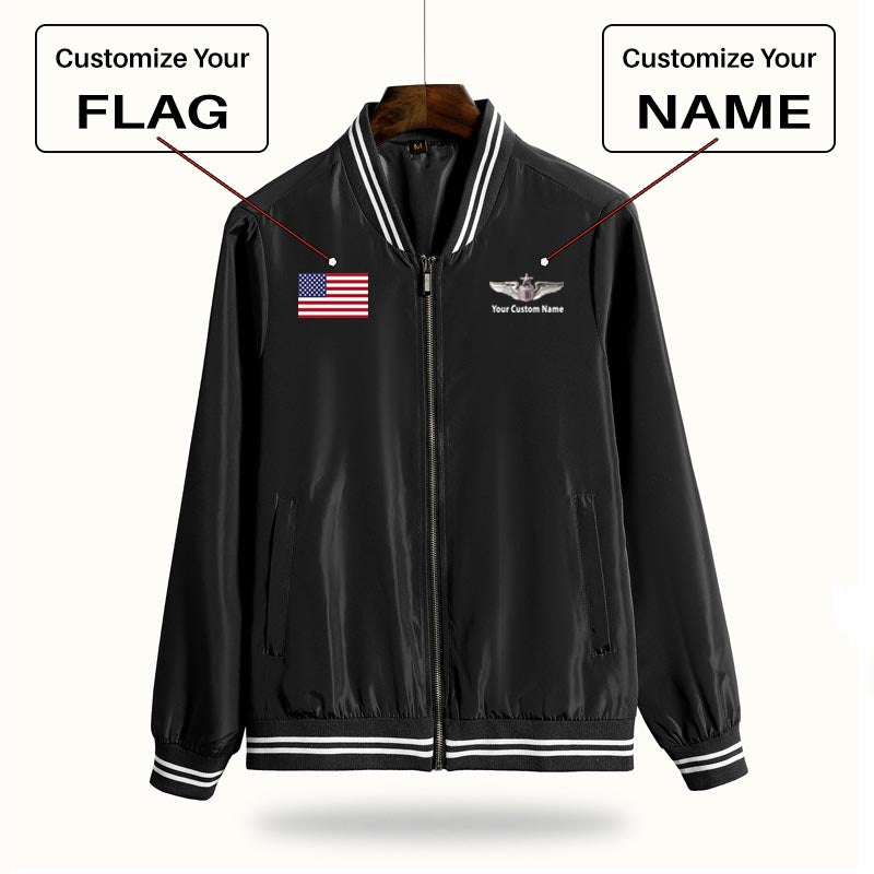 Custom Flag & Name "US Air Force & Star" Thin Spring Jackets