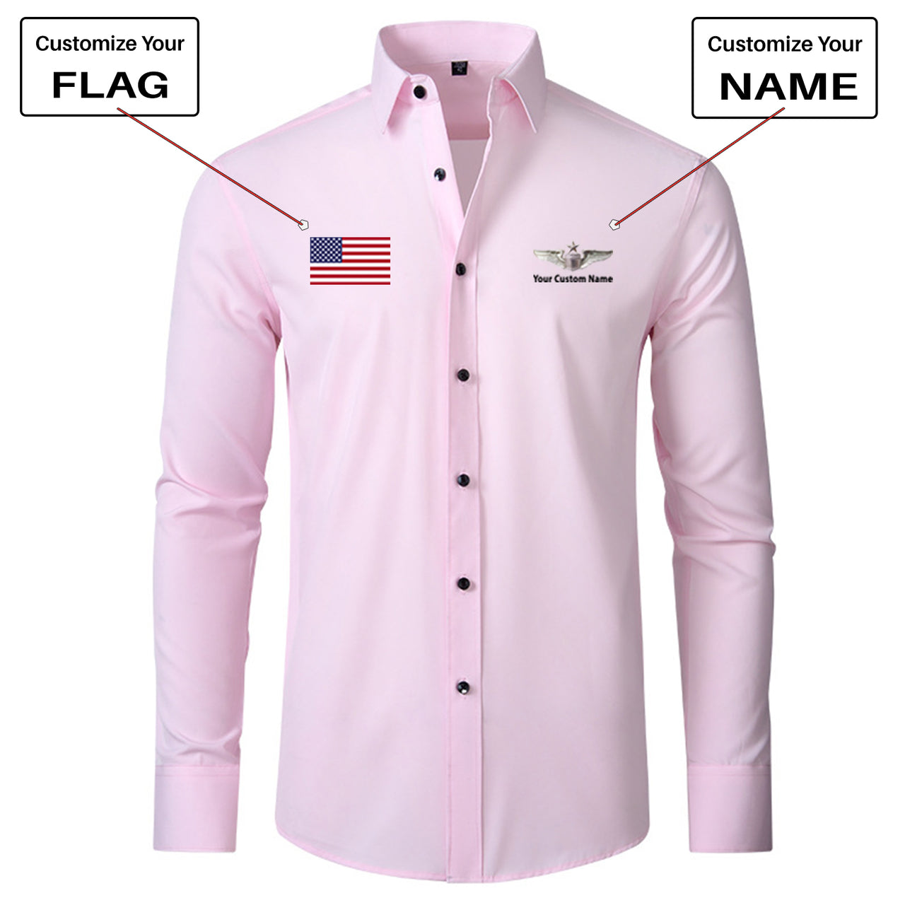 Custom Flag & Name "US Air Force & Star" Long Sleeve Shirts