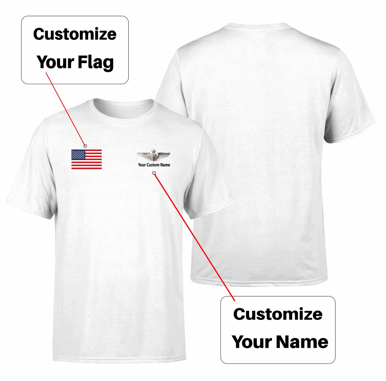 Custom Flag & Name with "US Air Force & Star" Designed T-Shirts