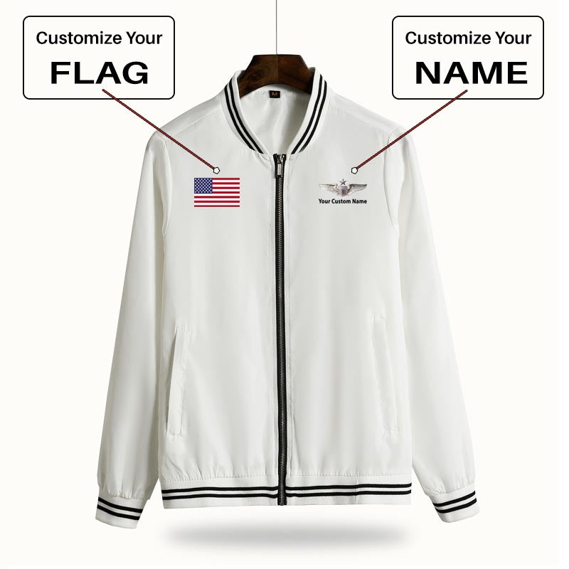 Custom Flag & Name "US Air Force & Star" Thin Spring Jackets