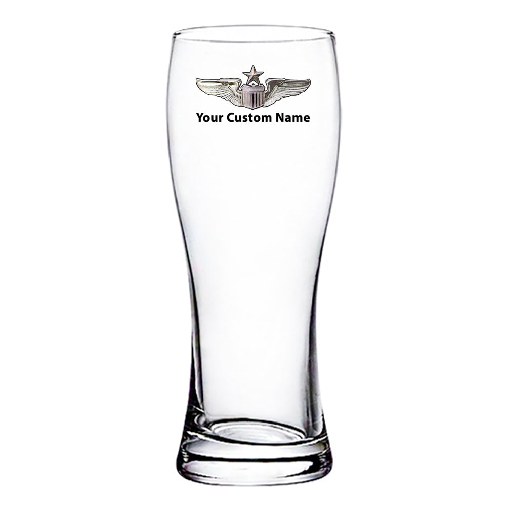 Custom Name "US Air Force & Star" Designed Pilsner Beer Glasses