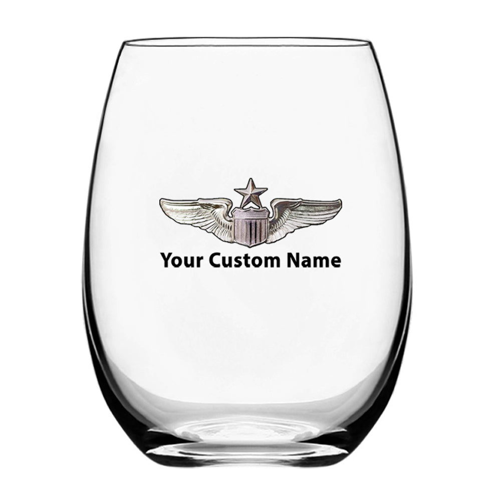 Custom Name "US Air Force & Star" Designed Water & Drink Glasses