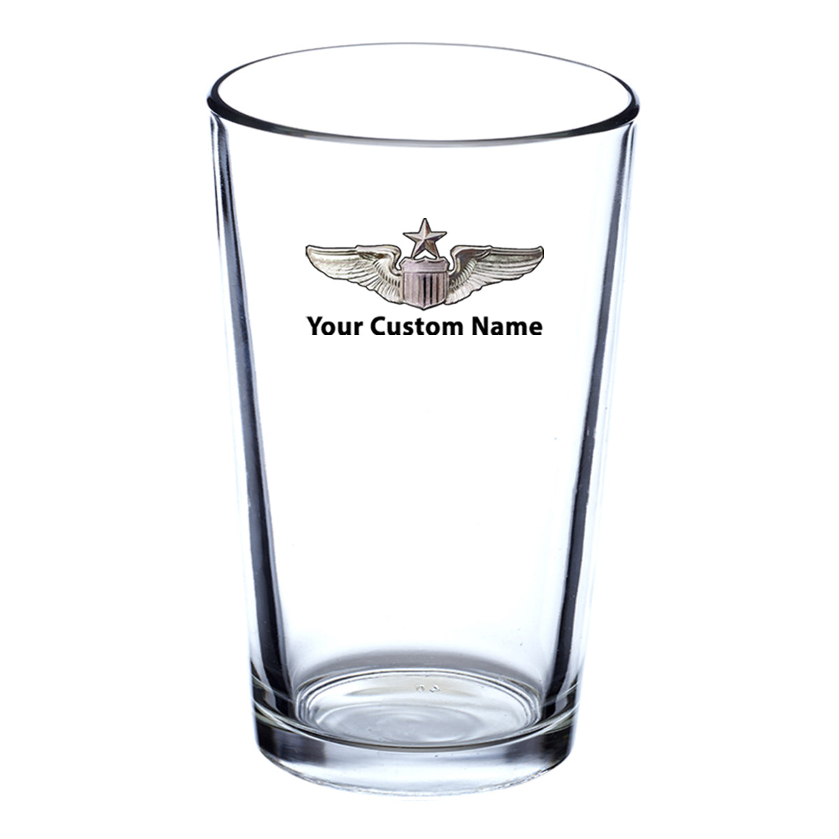 Custom Name "US Air Force & Star" Designed Beer & Water Glasses