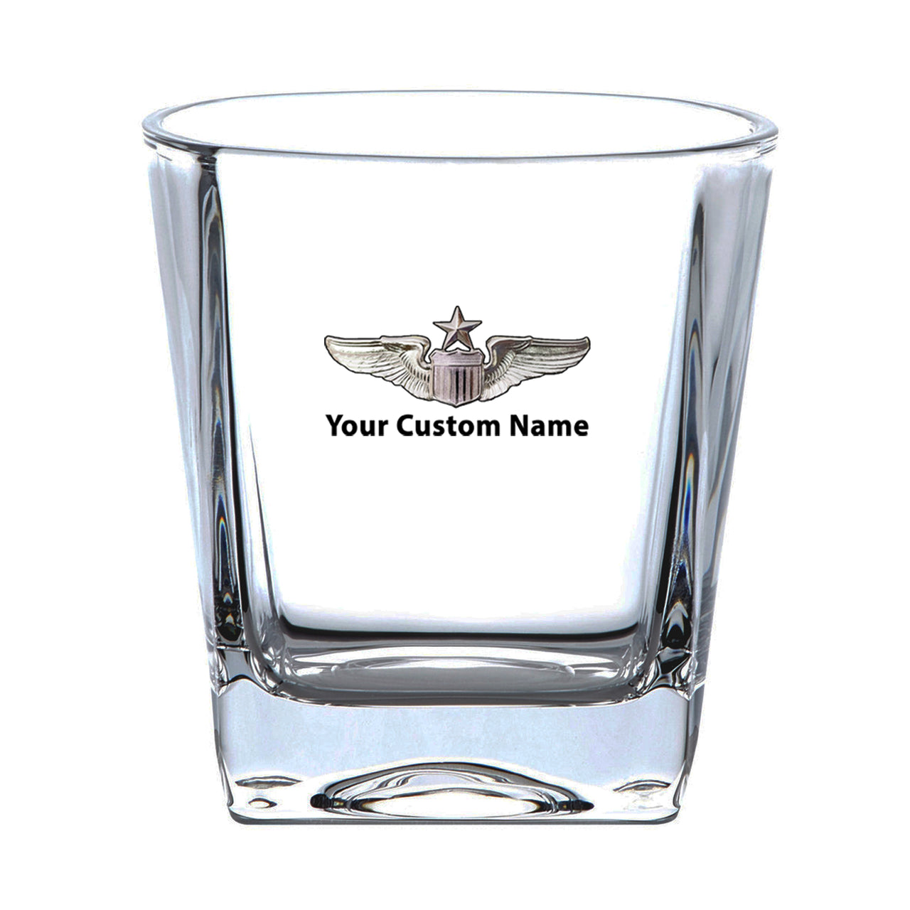 Custom Name "US Air Force & Star" Designed Whiskey Glass