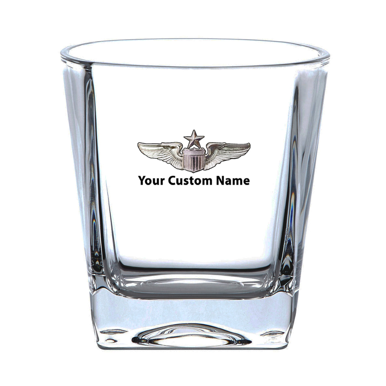 Custom Name "US Air Force & Star" Designed Whiskey Glass