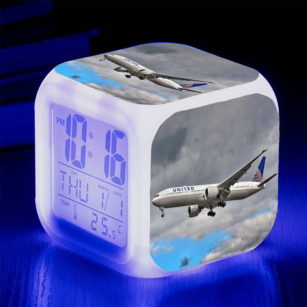 United Airways Boeing 777 Designed "7 Colour" Digital Alarm Clock