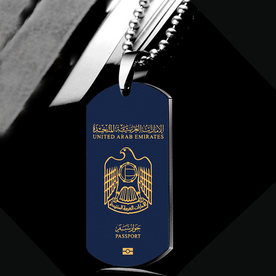 United Arab Emirates Passport Designed Metal Necklaces