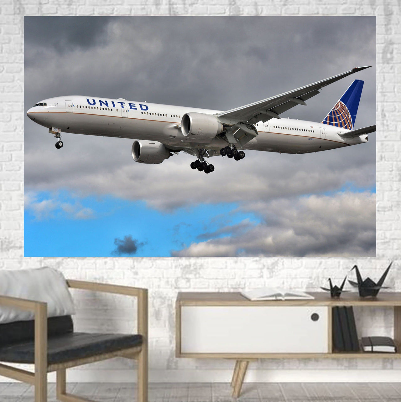 United Airways Boeing 777 Printed Canvas Posters (1 Piece) Aviation Shop 