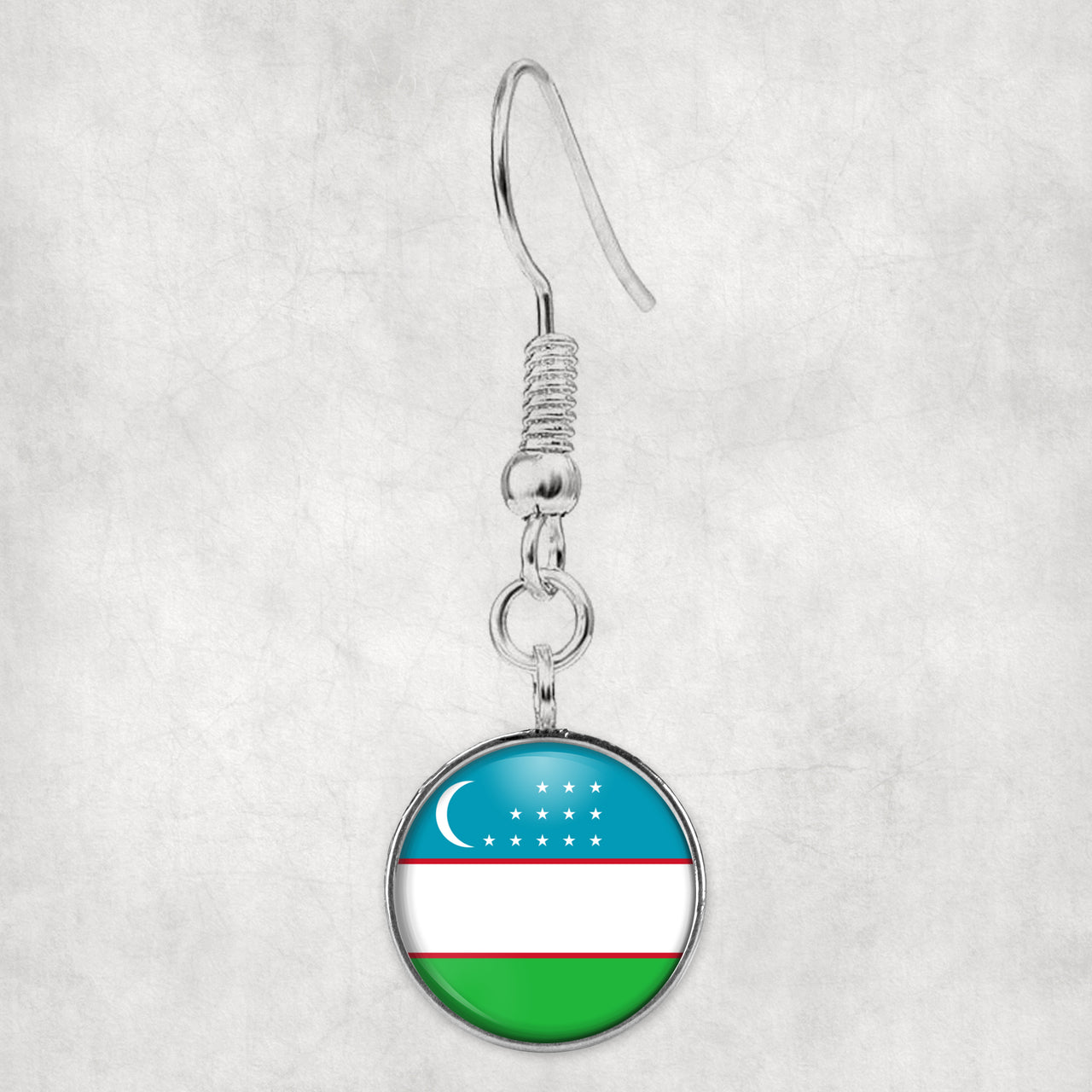 Uzbekistan Flag Designed Earrings