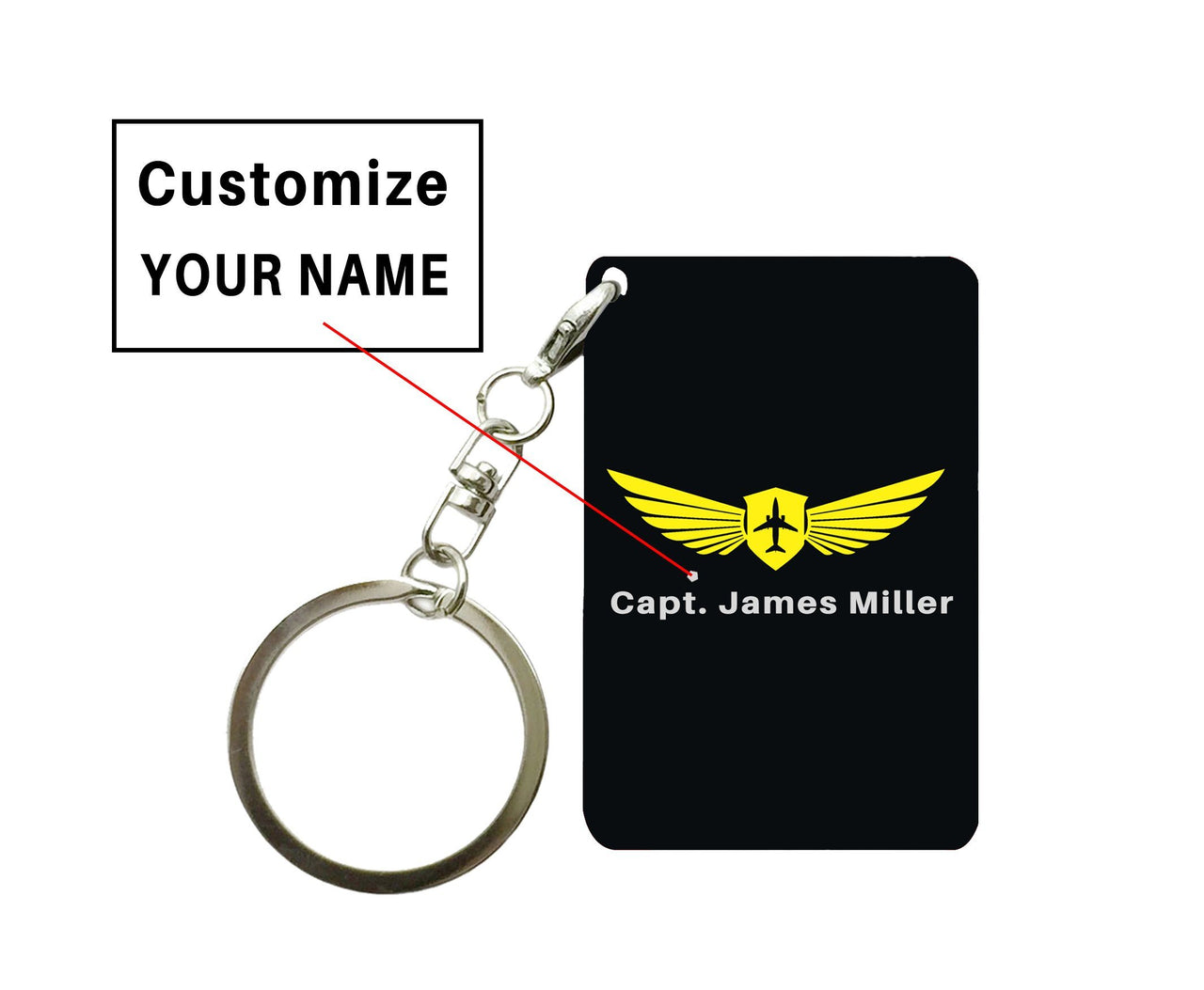 Customizable Name & Badge (Vertical) Designed Key Chain Pilot Eyes Store 