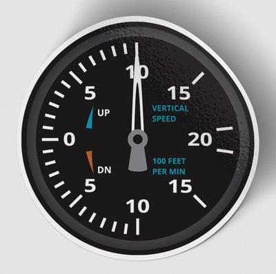 Vertical Speed aviation themed sticker, weather-resistant vinyl.