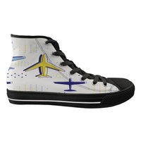Thumbnail for Very Colourful Airplanes Designed Long Canvas Shoes (Men)