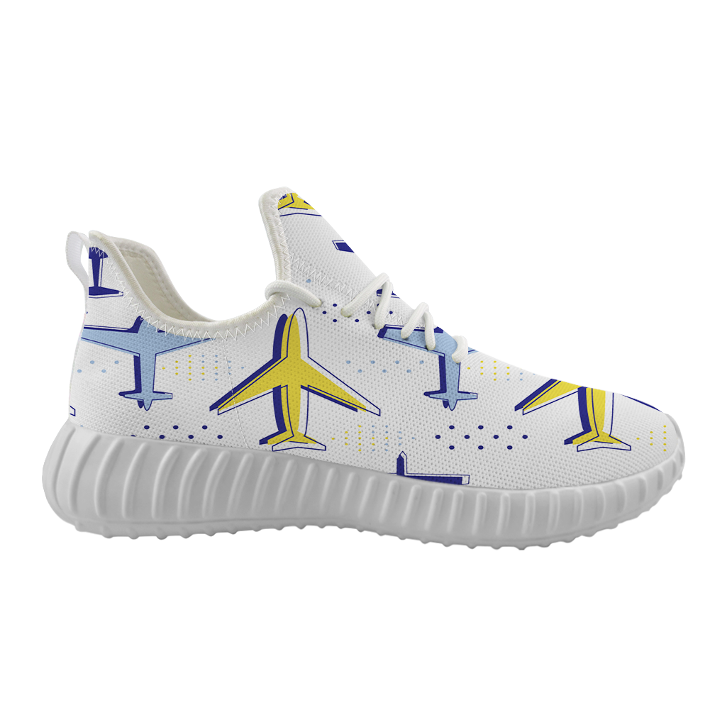 Very Colourful Airplanes Designed Sport Sneakers & Shoes (MEN)