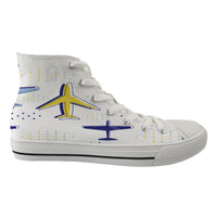 Thumbnail for Very Colourful Airplanes Designed Long Canvas Shoes (Men)