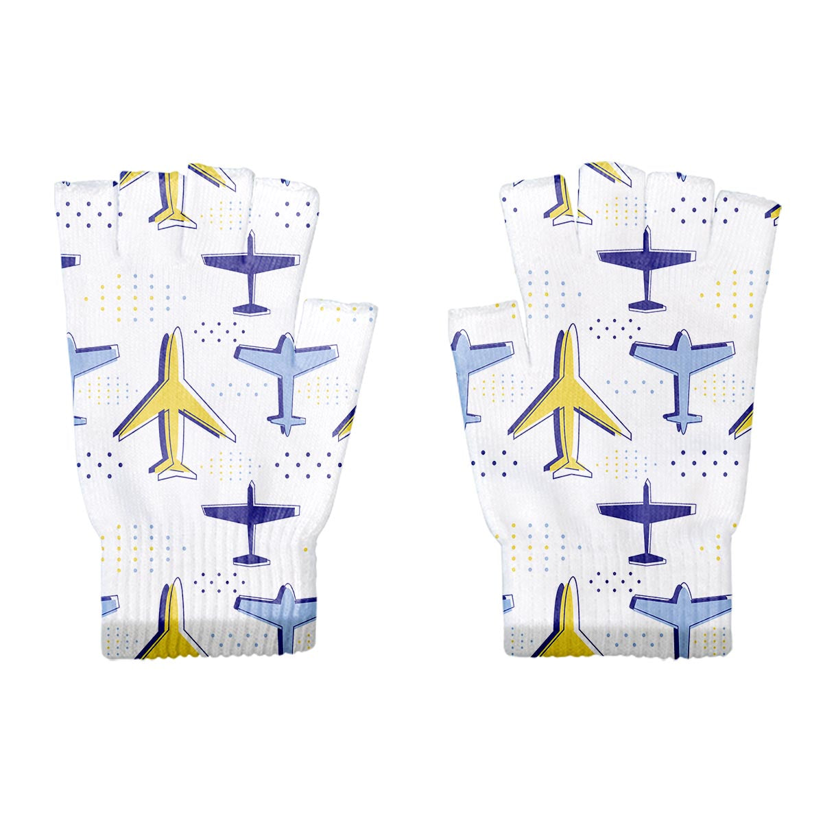 Very Colourful Airplanes Designed Cut Gloves